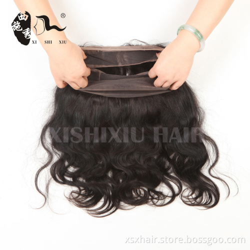 New Arrival Virgin Brazilian Human Hair Body Wave Black Color 360 lace frontal closure